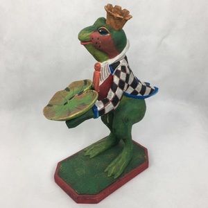 Large Frog Prince With Lily Pad  Figurine